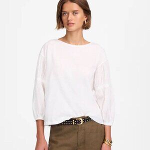 NWT Madewell White Puff-Sleeve Drop-Shoulder Knit Top - Extra Small